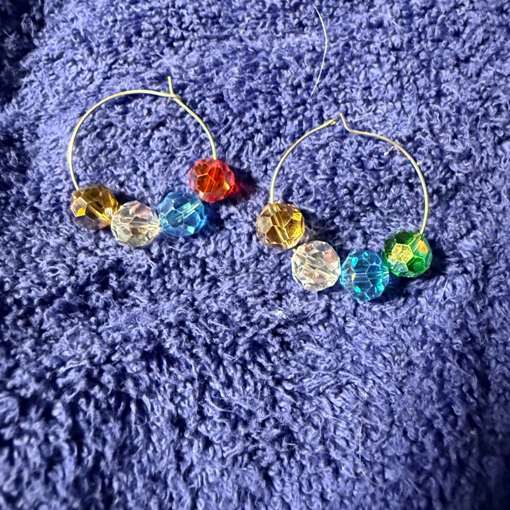 Colorful Beaded Hoop Earrings